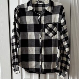 Maurices Black and White Plaid Button Down Shirt